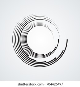  Lines in Circle Form . Spiral Vector Illustration .Technology round Logo . Design element . Abstract Geometric shape .