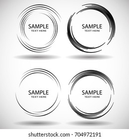  Lines in Circle Form . Spiral Vector Illustration .Technology round Logo . Design element . Abstract Geometric shape . Striped border frame for image