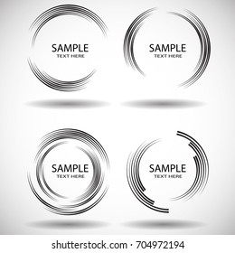  Lines in Circle Form . Spiral Vector Illustration .Technology round Logo . Design element . Abstract Geometric shape . Striped border frame for image