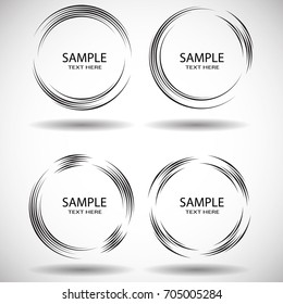  Lines in Circle Form . Spiral Vector Illustration .Technology round Logo . Design element . Abstract Geometric shape . Striped border frame for image