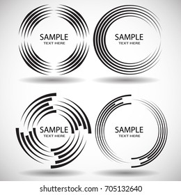  Lines in Circle Form . Spiral Vector Illustration .Technology round Logo . Design element . Abstract Geometric shape . Striped border frame for image