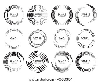  Lines in Circle Form . Spiral Vector Illustration .Technology round Logo . Design element . Abstract Geometric shape . Striped border frame for image