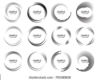  Lines in Circle Form . Spiral Vector Illustration .Technology round Logo . Design element . Abstract Geometric shape . Striped border frame for image