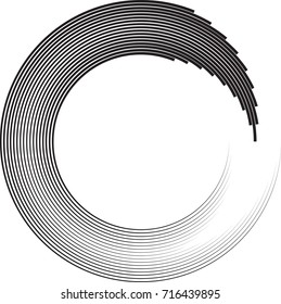  Lines in Circle Form . Spiral Vector Illustration .Technology round Logo . Design element . Abstract Geometric shape . Stylish Circular arrow