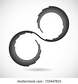  Lines in Circle Form . Spiral Vector Illustration .Technology round Logo . Design element . Abstract Geometric shape .