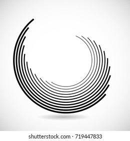  Lines in Circle Form . Spiral Vector Illustration .Technology round Logo . Design element . Abstract Geometric shape .