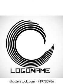 Lines in Circle Form . Spiral Vector Illustration .Technology round Logo . Design element . Abstract Geometric shape .