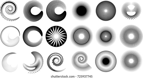 Lines in Circle Form . Spiral Vector Illustration .Technology round Logo . Design element . Abstract Geometric shape . Striped border frame for image