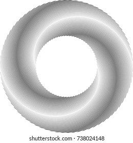 Lines in Circle Form . Spiral Vector Illustration .Technology round Logo . Design element . Abstract Geometric shape . Striped border frame for image