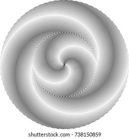  Lines in Circle Form . Spiral Vector Illustration .Technology round Logo . Design element . Abstract Geometric shape . Striped border frame for image