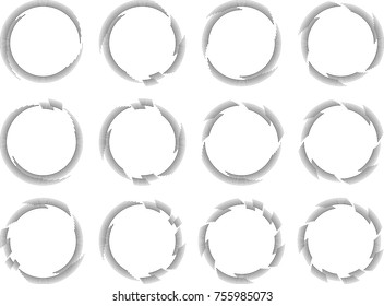  Lines in Circle Form . Spiral Vector Illustration .Technology round Logo . Design element . Abstract Geometric shape . Striped border frame for image