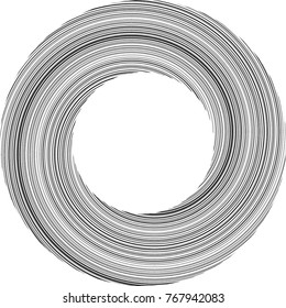  Lines in Circle Form . Spiral Vector Illustration .Technology round Logo . Design element . Abstract Geometric shape . Striped border frame for image