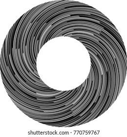  Lines in Circle Form . Spiral Vector Illustration .Technology round Logo . Design element . Abstract Geometric shape . Striped border frame for image