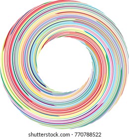  Lines in Circle Form . Spiral Vector Illustration .Technology round Logo . Design element . Abstract Geometric shape . Striped border frame for image