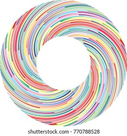 Lines in Circle Form . Spiral Vector Illustration .Technology round Logo . Design element . Abstract Geometric shape . Striped border frame for image