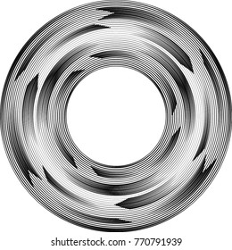  Lines in Circle Form . Spiral Vector Illustration .Technology round Logo . Design element . Abstract Geometric shape . Striped border frame for image