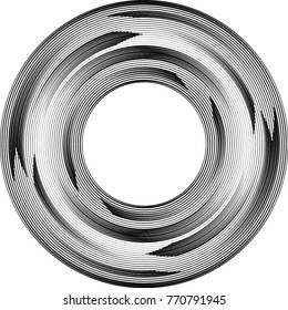  Lines in Circle Form . Spiral Vector Illustration .Technology round Logo . Design element . Abstract Geometric shape . Striped border frame for image