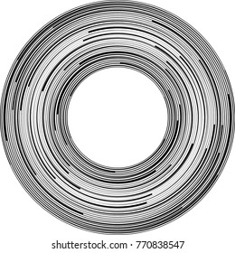  Lines in Circle Form . Spiral Vector Illustration .Technology round Logo . Design element . Abstract Geometric shape . Striped border frame for image