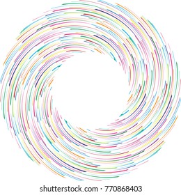  Lines in Circle Form . Spiral Vector Illustration .Technology round Logo . Design element . Abstract Geometric shape . Striped border frame for image
