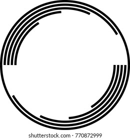  Lines in Circle Form . Spiral Vector Illustration .Technology round Logo . Design element . Abstract Geometric shape . Striped border frame for image