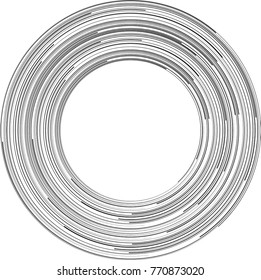  Lines in Circle Form . Spiral Vector Illustration .Technology round Logo . Design element . Abstract Geometric shape . Striped border frame for image