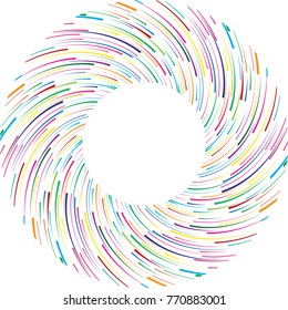  Lines in Circle Form . Spiral Vector Illustration .Technology round Logo . Design element . Abstract Geometric shape . Striped border frame for image