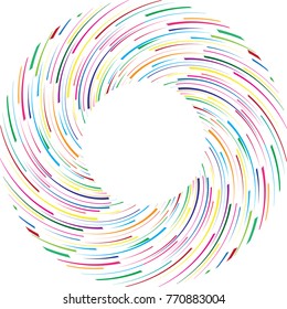  Lines in Circle Form . Spiral Vector Illustration .Technology round Logo . Design element . Abstract Geometric shape . Striped border frame for image