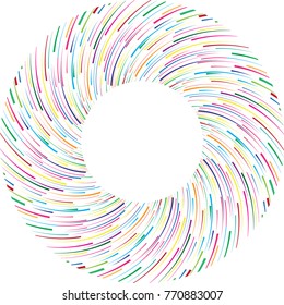  Lines in Circle Form . Spiral Vector Illustration .Technology round Logo . Design element . Abstract Geometric shape . Striped border frame for image