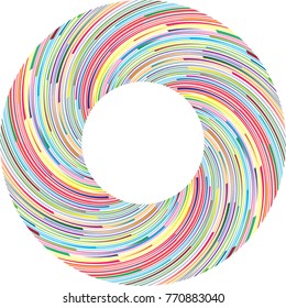  Lines in Circle Form . Spiral Vector Illustration .Technology round Logo . Design element . Abstract Geometric shape . Striped border frame for image