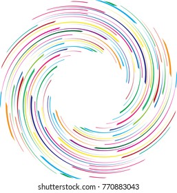  Lines in Circle Form . Spiral Vector Illustration .Technology round Logo . Design element . Abstract Geometric shape . Striped border frame for image