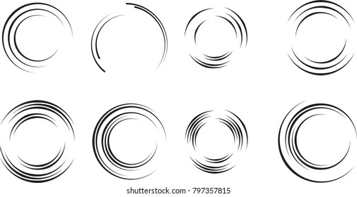  Lines in Circle Form . Spiral Vector Illustration .Technology round Logo . Design element . Abstract Geometric shape . Striped border frame for image