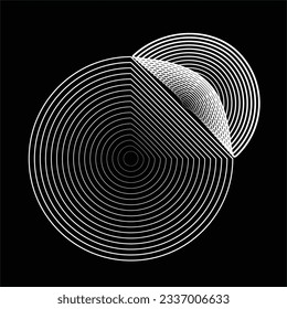 Lines in Circle Form .Square Vector Illustration .Technology round Logo . Design element . Abstract Geometric shape .