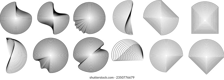 Lines in Circle Form . Vector Illustration .Technology round. Wave Logo . Design element . Abstract Geometric shape .