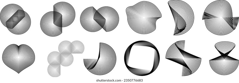 Líneas en forma circular . Ilustración de vectores. Ronda de tecnología. Logotipo de onda . Elemento de diseño. Resumen Forma geométrica .