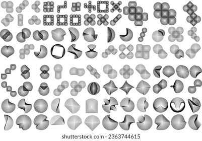 Lines in Circle Form . Vector Illustration .Technology round Logo . Design element . Abstract Geometric shape . Mega set