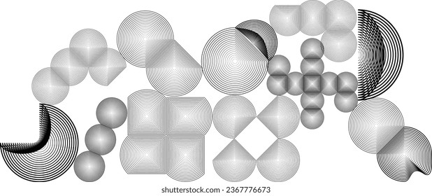 Lines in Circle Form . Vector Illustration .Technology round collage . Design element . Abstract Geometric shape .