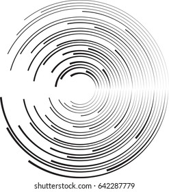  Lines in Circle Form . Vector Illustration .Technology round Logo . Design element . Abstract Geometric shape .