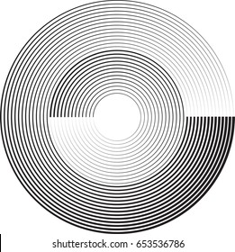 Lines in Circle Form . Vector Illustration .Technology round Logo . Design element . Abstract Geometric shape .