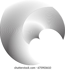  Lines in Circle Form . Vector Illustration .Technology round Logo . Design element . Abstract Geometric shape .