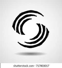 Lines in Circle Form . Vector Illustration .Technology round Logo . Design element . Abstract Geometric shape . Grunge circular brush strokes