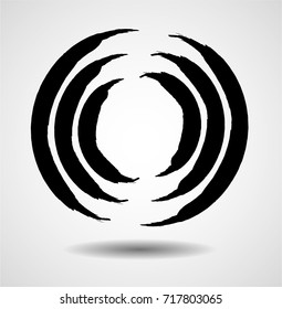 Lines in Circle Form . Vector Illustration .Technology round Logo . Design element . Abstract Geometric shape . Grunge circular brush strokes