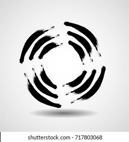 Lines in Circle Form . Vector Illustration .Technology round Logo . Design element . Abstract Geometric shape . Grunge circular brush strokes