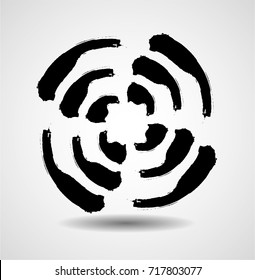 Lines in Circle Form . Vector Illustration .Technology round Logo . Design element . Abstract Geometric shape . Grunge circular brush strokes