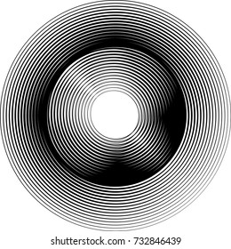 Lines in Circle Form . Vector Illustration .Technology round Logo . Circular Design element for patterns , backgrounds , brochures, posters . Abstract concentric stripes Geometric shape .