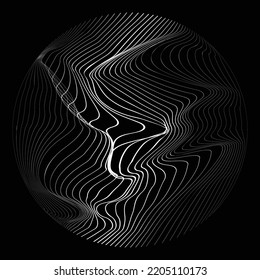 Lines in Circle Form . Vector  .Technology sphere Logo . 3d design element . Abstract Geometric shape .