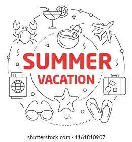 Lines Circle Illustration Flat summer vacation