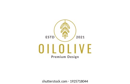 lines circle olive oil leaf  logo design vector icon symbol illustration