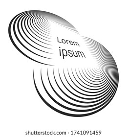 Líneas en formas redondeadas. elemento de diseño de semitono. Formas geométricas abstractas. Marco de borde rayado. Logo de la tecnología. 