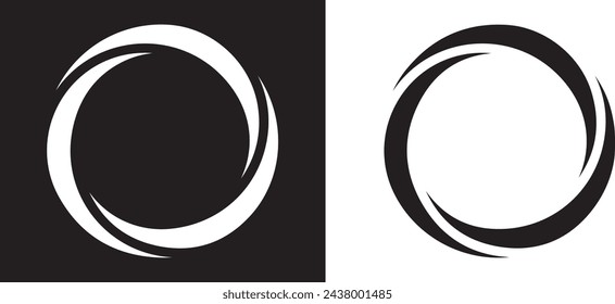 Lines in a circle. Spiral in the form of a logo or icon. Black and white vector round drawing icon.