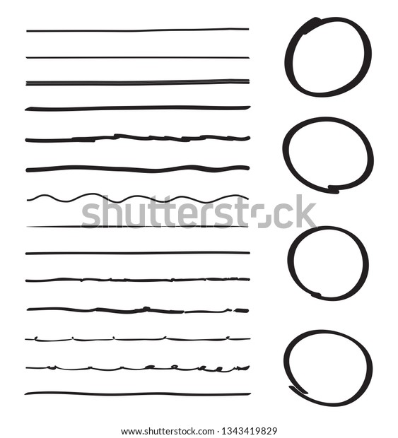 Lines and\
circles hand drawn vector set isolated on white background.\
Collection of red doodle lines and circles, hand drawn template.\
Creative art concept, vector illustration\
